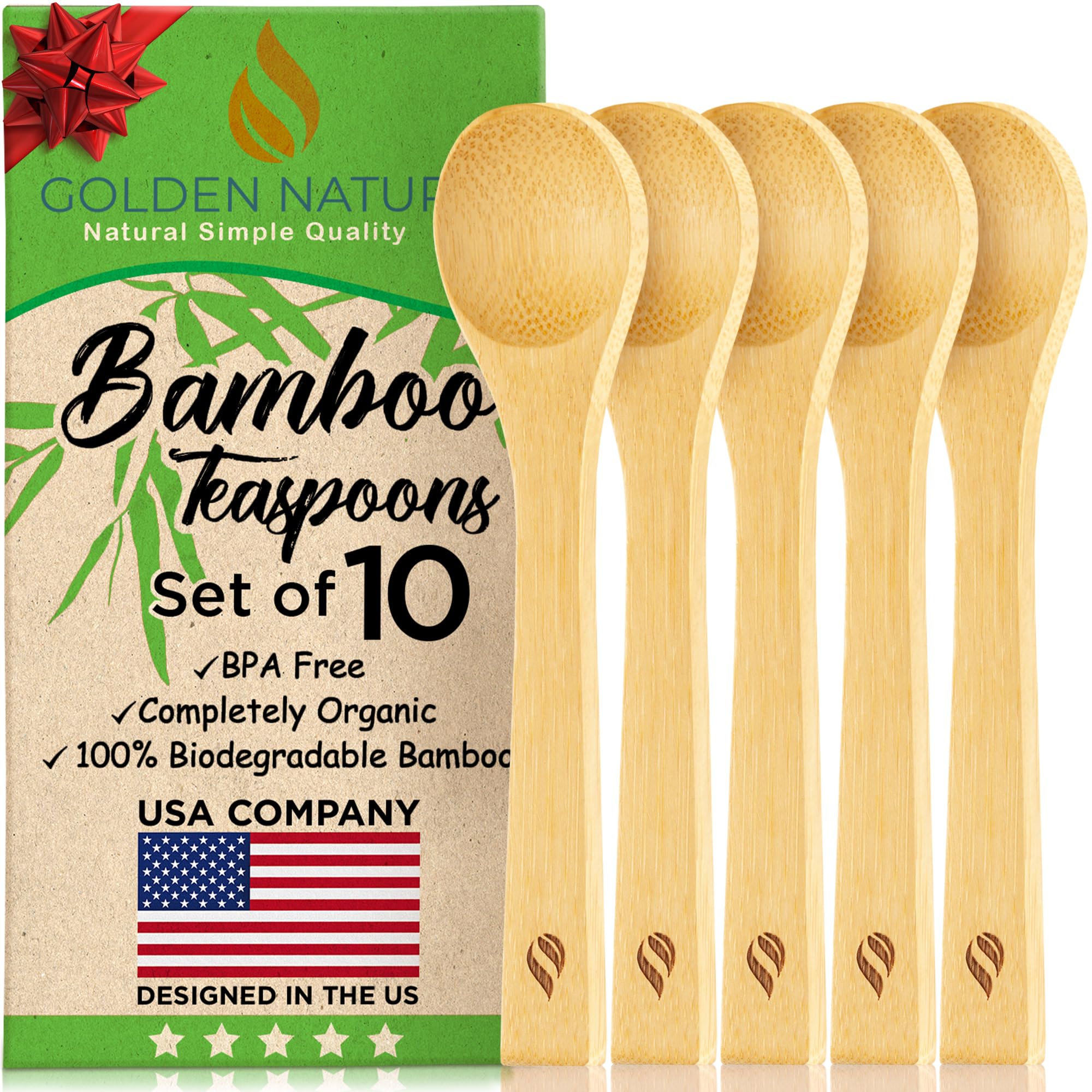 Amazon.com: Golden Nature Bamboo Spoon Set (10 Pc), Small Kitchen